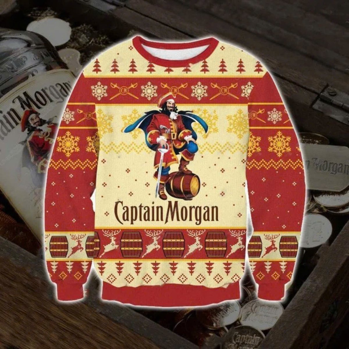 Captain Morgan Christmas Snowflakes Ugly Sweater - WeCustomit