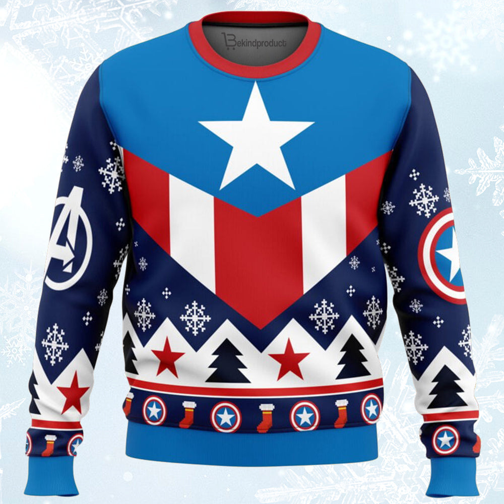 Captain America Ugly Christmas Sweater For Men & Women Christmas Gift Sweater BH277 - WeCustomit