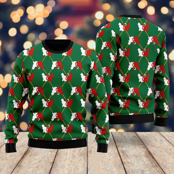 Cat Silhouettes Green Argyle Ugly Christmas Sweater For Men & Women Christmas Gift Sweater US2200 - WeCustomit