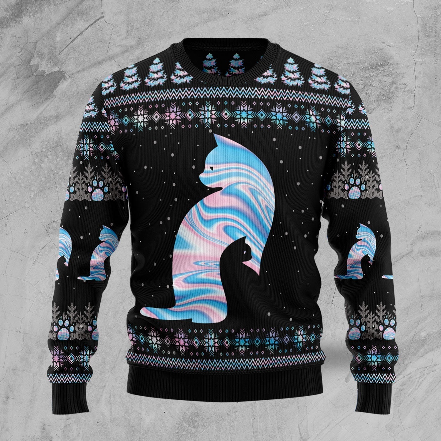 Cat Hologram Ugly Christmas Sweater For Men & Women Christmas Gift Sweater US2130 - WeCustomit