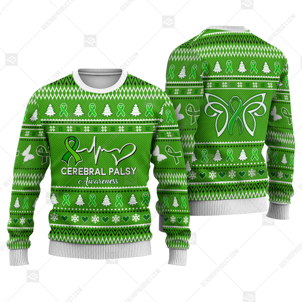 Cerebral Palsy Awareness Sweater Ugly Xmas Symbol Sweater Christmas Knitted Print Sweatshirt - Best Gift For Christmas, Noel - WeCustomit