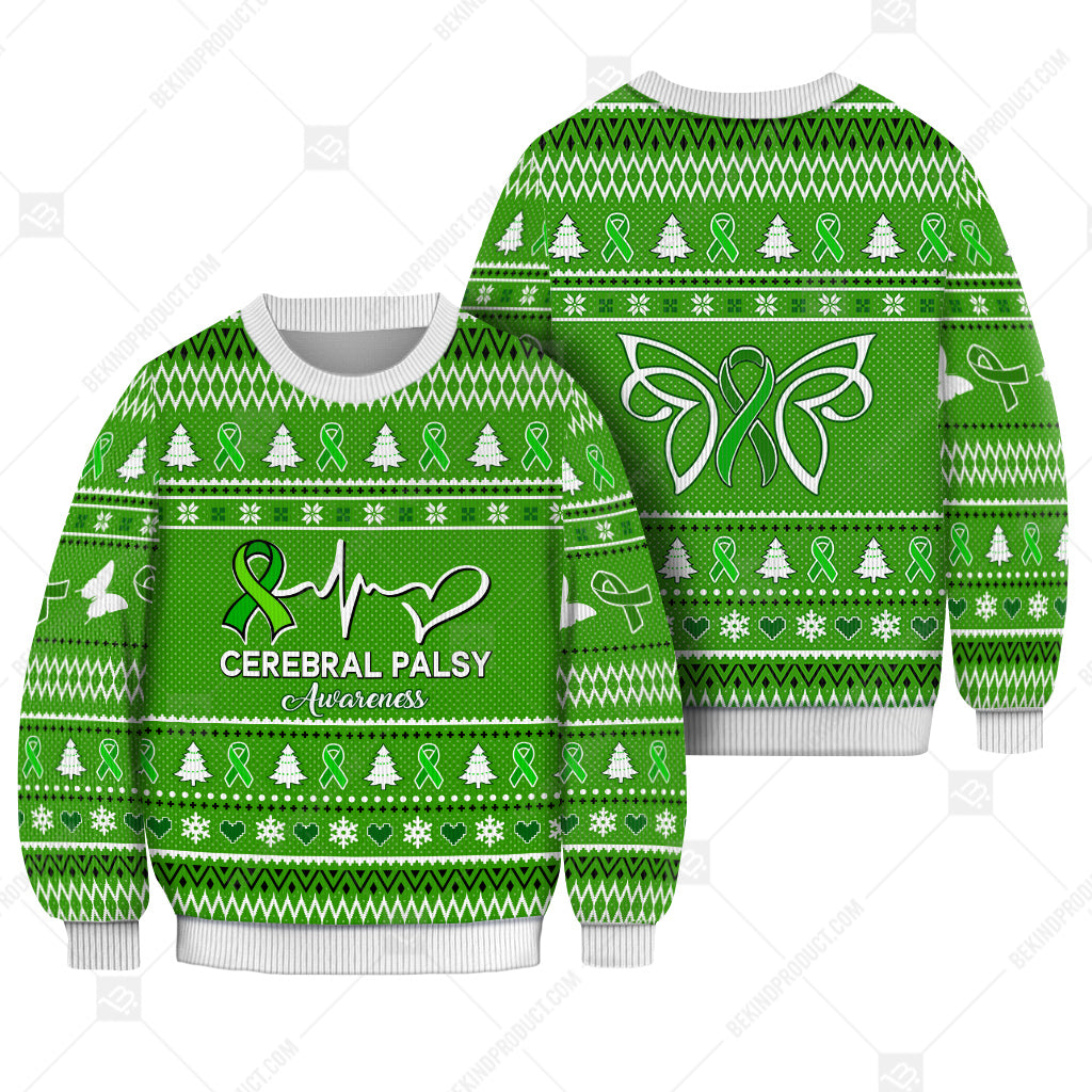Cerebral Palsy Awareness Sweater Ugly Xmas Symbol Sweater Christmas Knitted Print Sweatshirt - Best Gift For Christmas, Noel - WeCustomit
