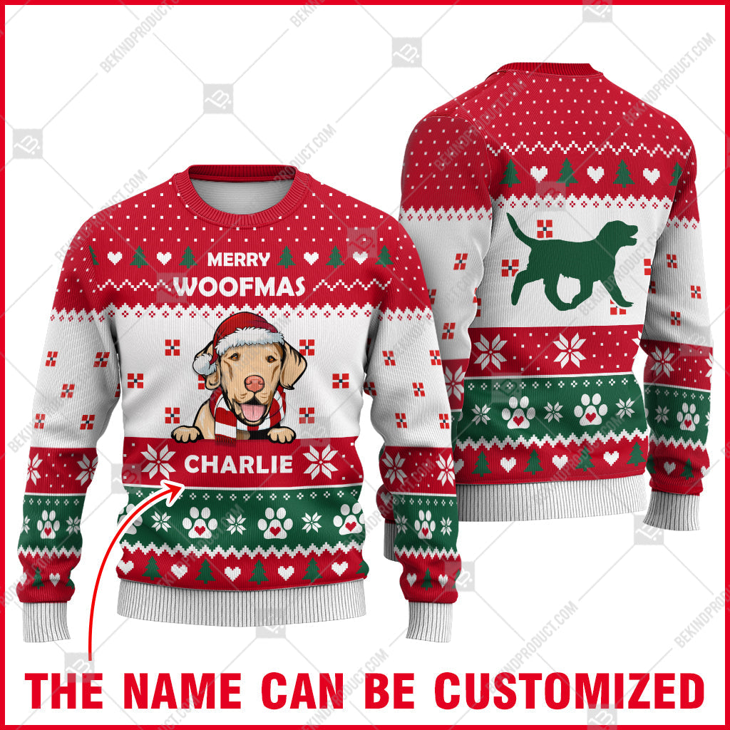 Chesapeake Bay Retriever Dog Christmas Paw Heart Print Ugly Christmas Sweater Print Sweatshirt - Personalized Custom - Best Gift For Noel - WeCustomit