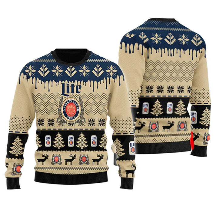 Chevron Pattern Miller Lite Christmas Ugly Sweater - WeCustomit