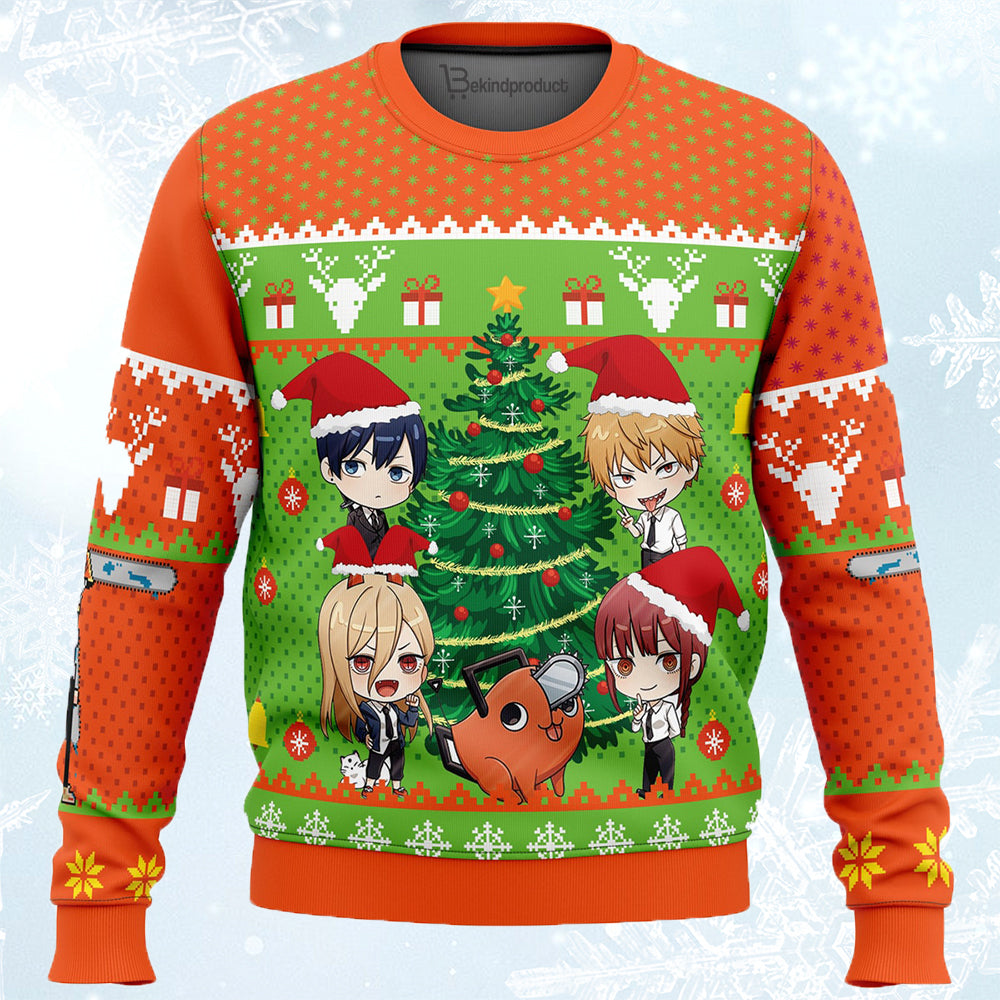 Christmas Dream Chainsaw Man Chibi Ugly Christmas Sweater For Men & Women Christmas Gift Sweater PT478 - WeCustomit