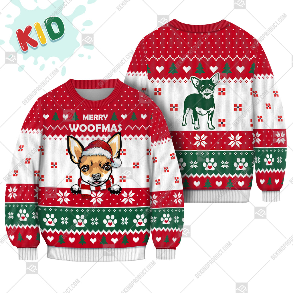 Chihuahua Dog Christmas Paw Heart Print Ugly Christmas Sweater Print Sweatshirt - Best Gift For Christmas, Noel - WeCustomit