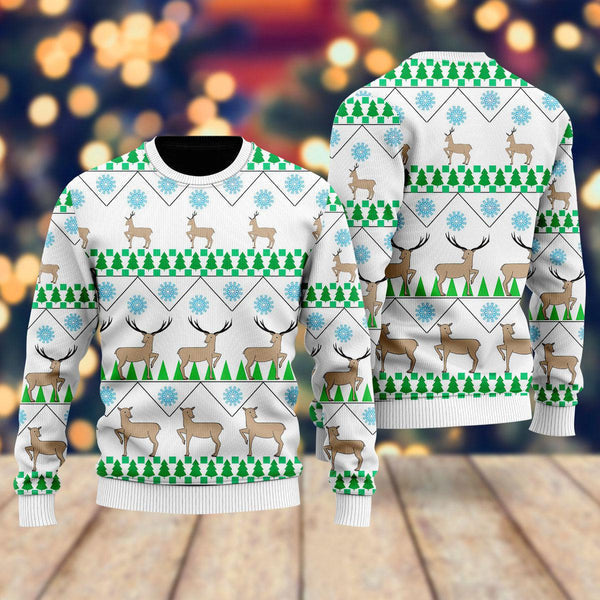 Christmas Deer Tree Ugly Christmas Sweater For Men & Women Christmas Gift Sweater US2336 - WeCustomit