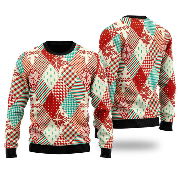 Christmas Patchwork Fabric Seamless Pattern Ugly Christmas Sweater For Men & Women Christmas Gift Sweater US1359 - WeCustomit