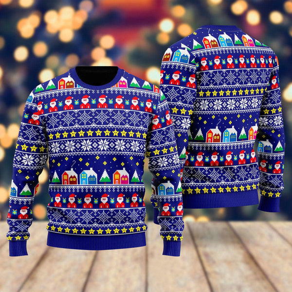 Christmas Santa And Houses Ugly Christmas Sweater For Men & Women Christmas Gift Sweater US2333 - WeCustomit