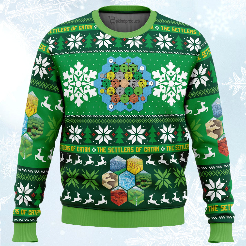 Christmas-Settlers-of-Catan Ugly Christmas Sweater For Men & Women Christmas Gift Sweater PT483 - WeCustomit