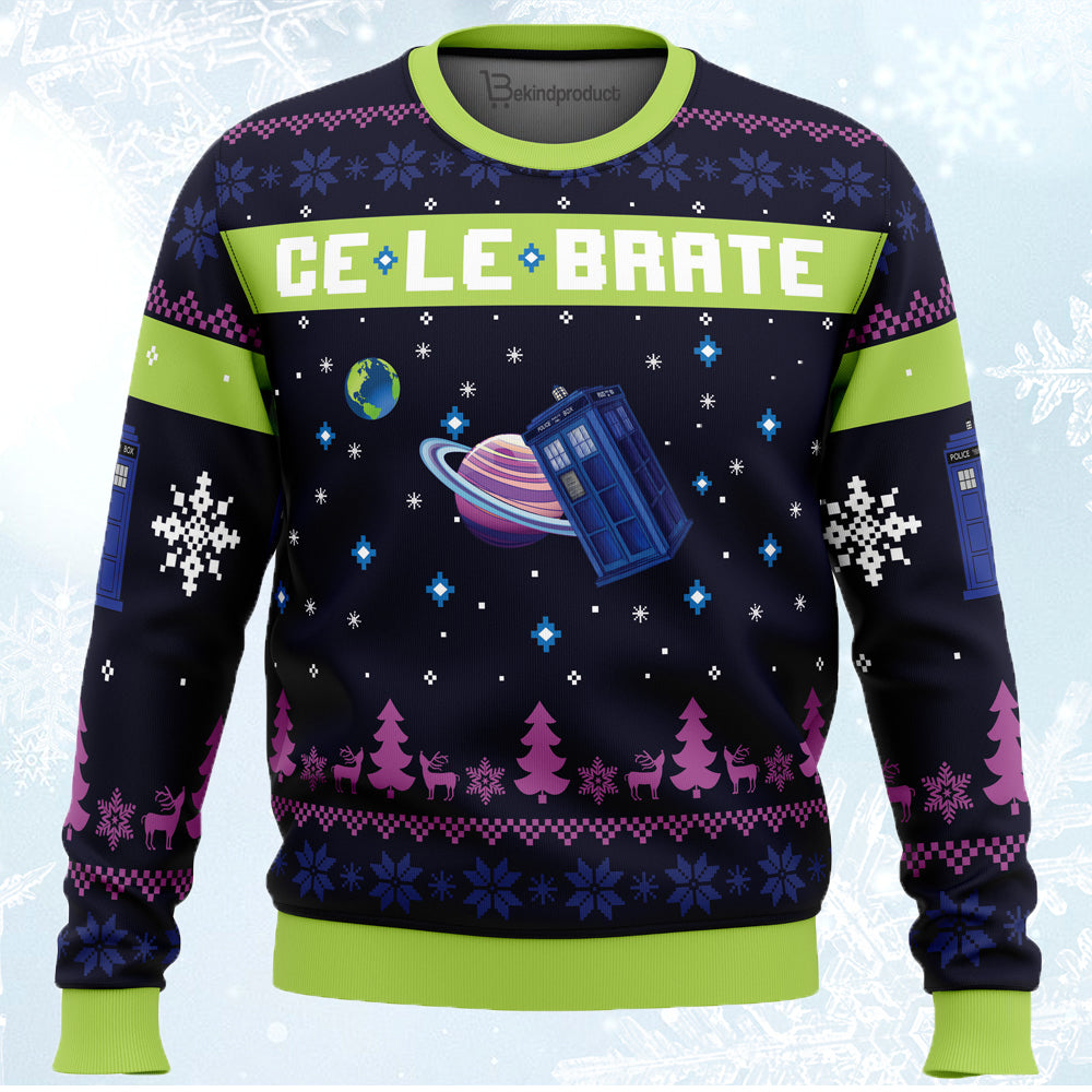 Christmas in Gallifrey Ugly Christmas Sweater For Men & Women Christmas Gift Sweater PT518 - WeCustomit