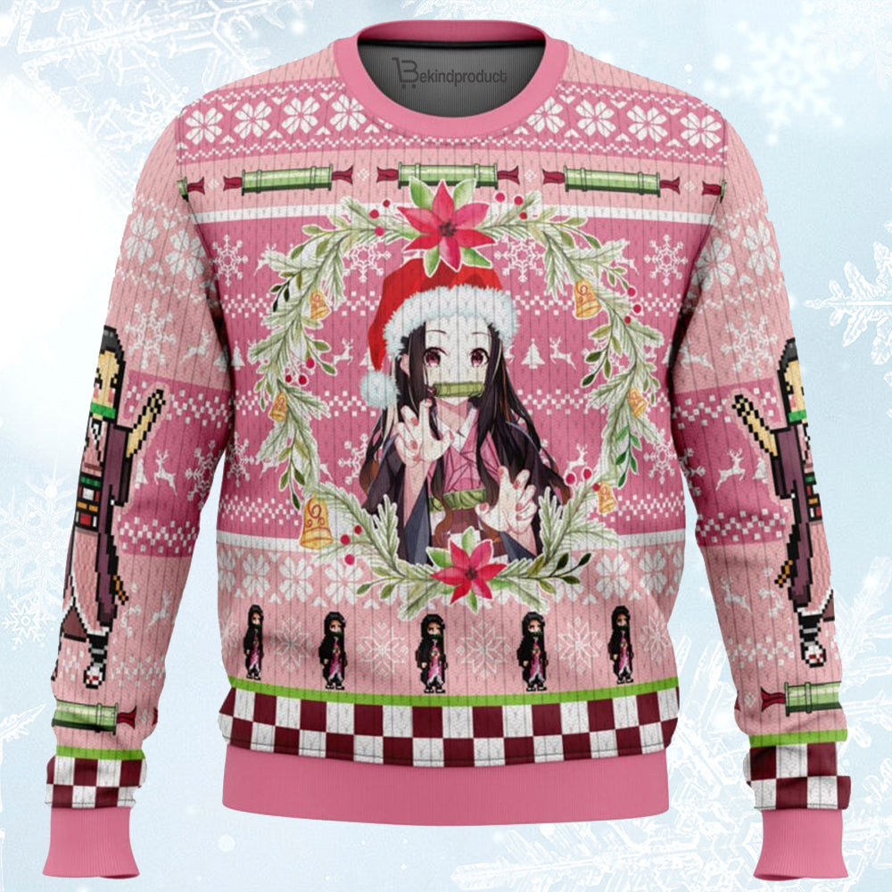 Christmas Nezuko Kamado Demon Slayer Ugly Christmas Sweater For Men & Women Christmas Gift Sweater BH031 - WeCustomit