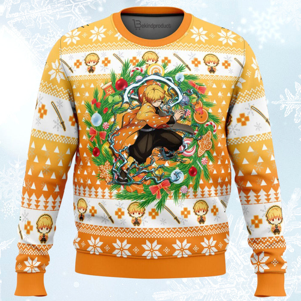 Christmas Zenitsu Agatsuma Demon Slayer Ugly Christmas Sweater For Men & Women Christmas Gift Sweater BH152 - WeCustomit