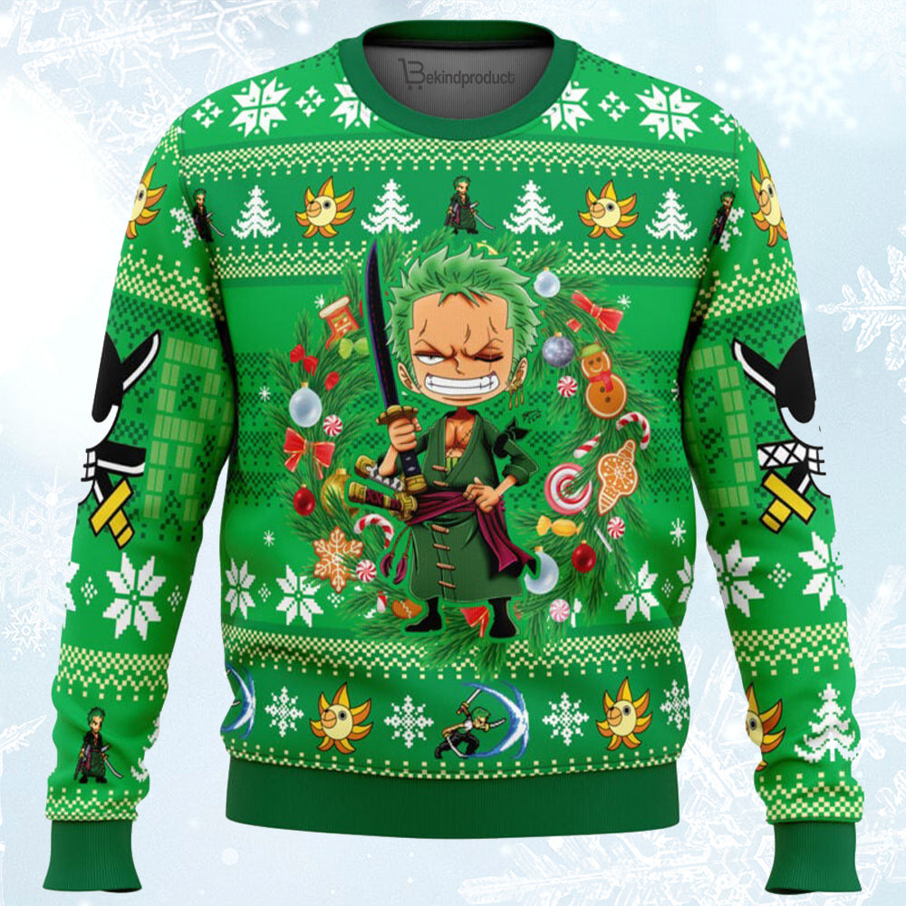 Christmas Zoro One Piece Ugly Christmas Sweater For Men & Women Christmas Gift Sweater BH029 - WeCustomit