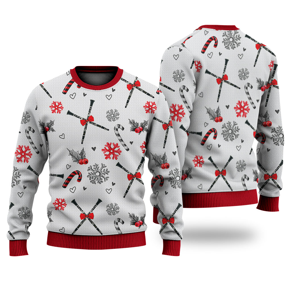 Clarinet Christmas Pattern Sweater Christmas Knitted Print Sweatshirt - Best Gift For Christmas, Noel - WeCustomit