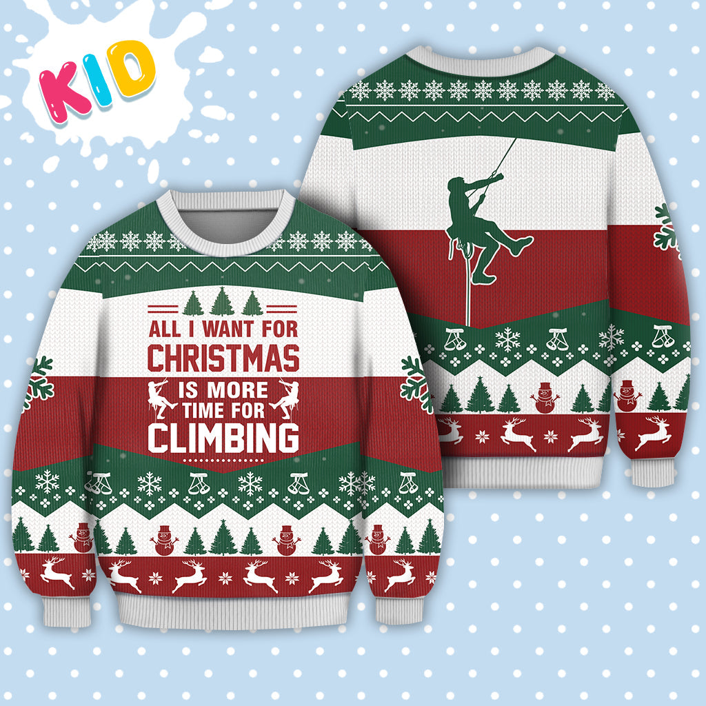 Climbing All I Want For Christmas Sweater Christmas Knitted Print Sweatshirt - Best Gift For Christmas, Noel - Christmas Signature - WeCustomit