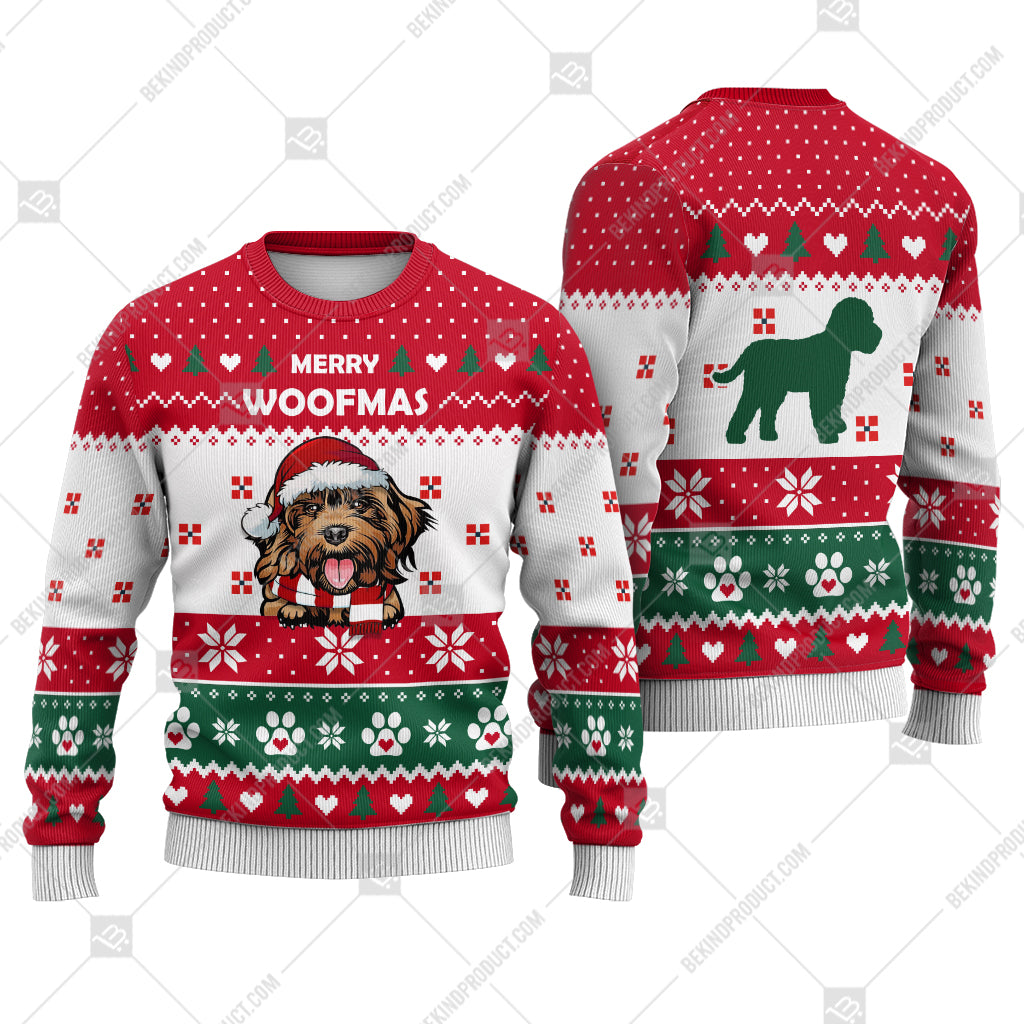 Cockapoo Dog Christmas Paw Heart Print Ugly Christmas Sweater Print Sweatshirt - Best Gift For Christmas, Noel - WeCustomit