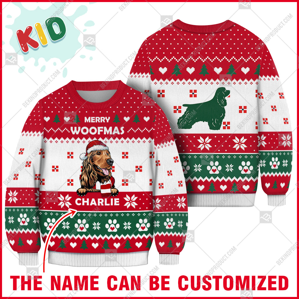 Cocker Spaniel Dog Christmas Paw Heart Print Ugly Christmas Sweater Print Sweatshirt - Personalized Custom - Best Gift For Noel - WeCustomit