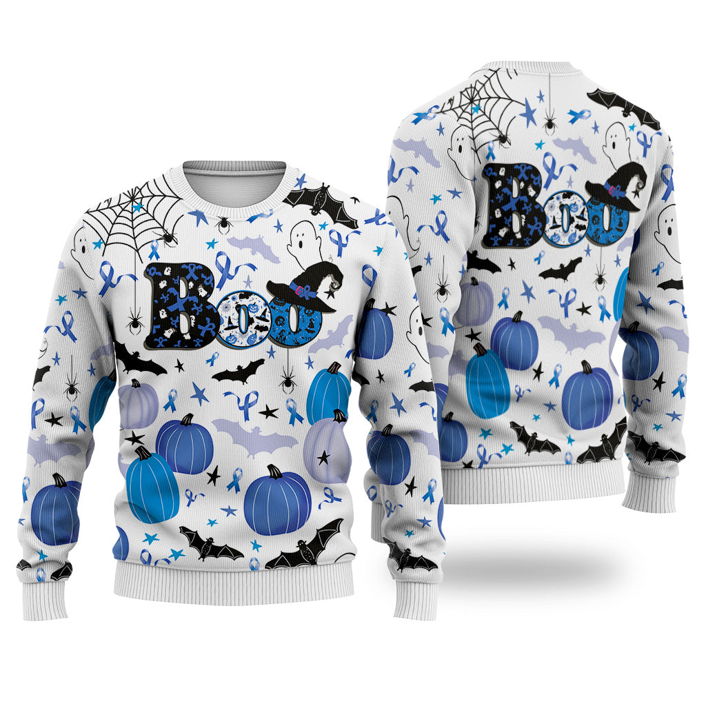 Colon Cancer Sweatshirt Happy Halloween Boo Sweater Knitted Sweater Print Fashion Sweatshirt For Everyone - WeCustomit