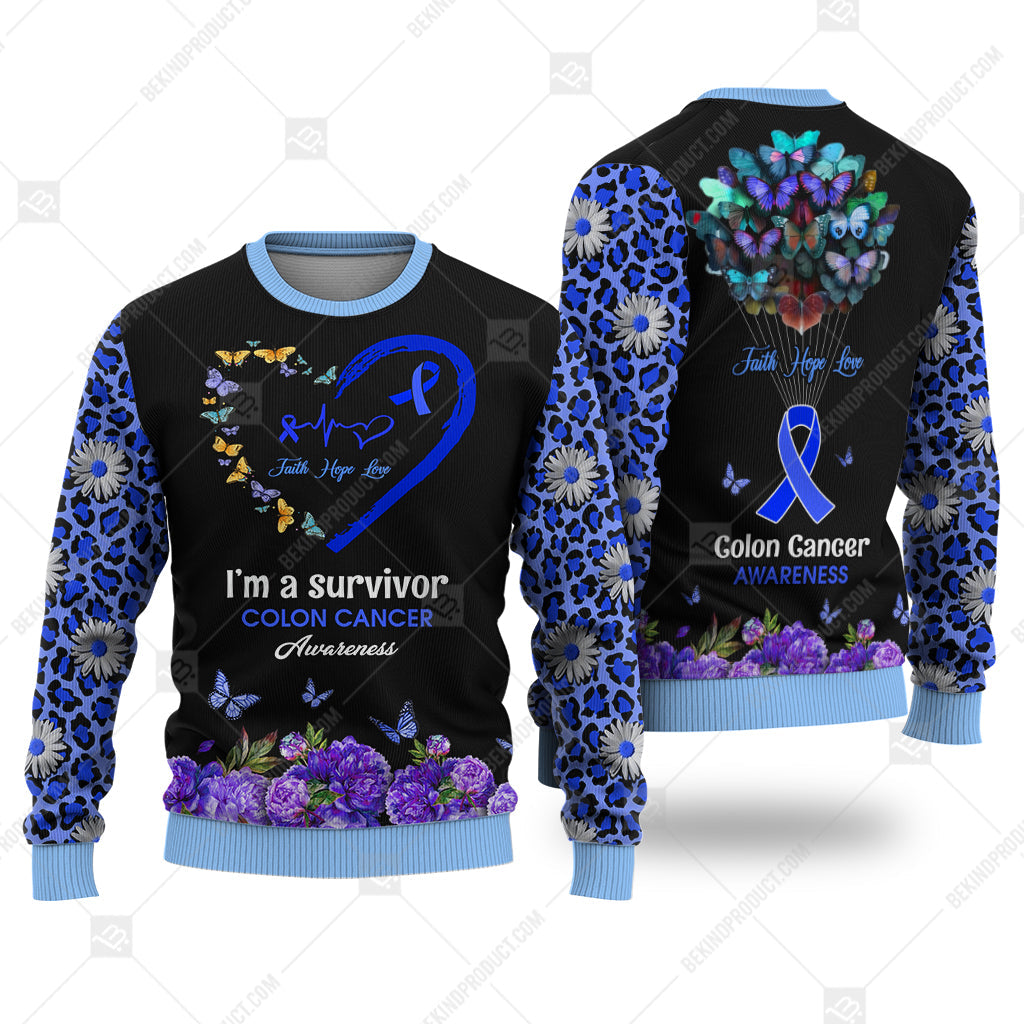 Colon Cancer Sweatshirt Survivor Butterfly Heart Sweater - Print Fashion Sweatshirt For Everyone - WeCustomit