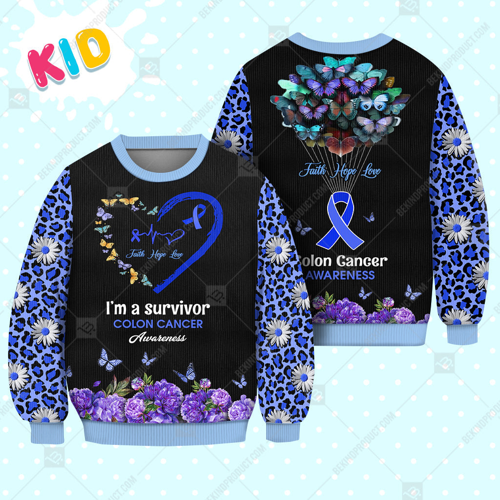 Colon Cancer Sweatshirt Survivor Butterfly Heart Sweater - Print Fashion Sweatshirt For Everyone - WeCustomit