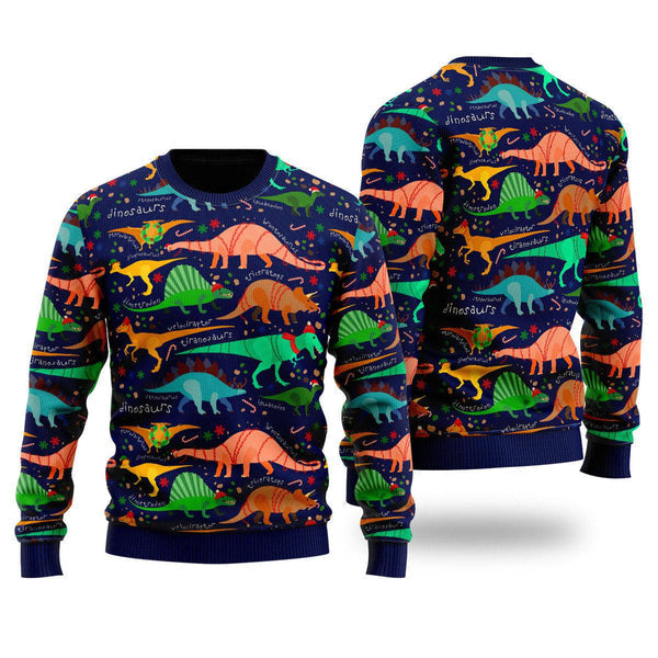 Colorful Dinosaur Park Pattern Ugly Christmas Sweater For Men & Women Christmas Gift Sweater US1777 - WeCustomit