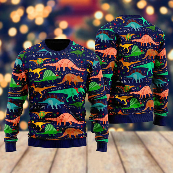 Colorful Dinosaur Park Pattern Ugly Christmas Sweater For Men & Women Christmas Gift Sweater US1777 - WeCustomit
