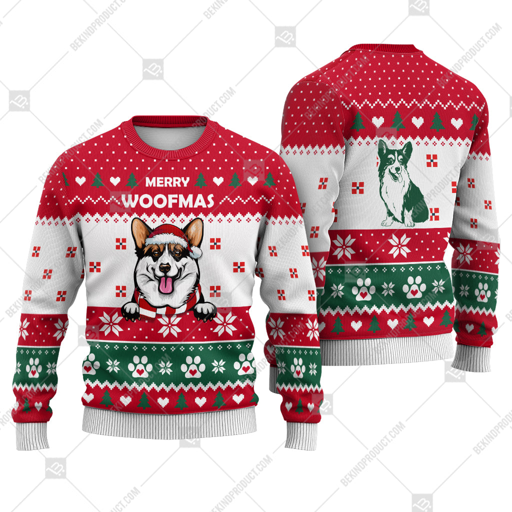 Corgi Dog Christmas Paw Heart Print Ugly Christmas Sweater Print Sweatshirt - Best Gift For Christmas, Noel - WeCustomit