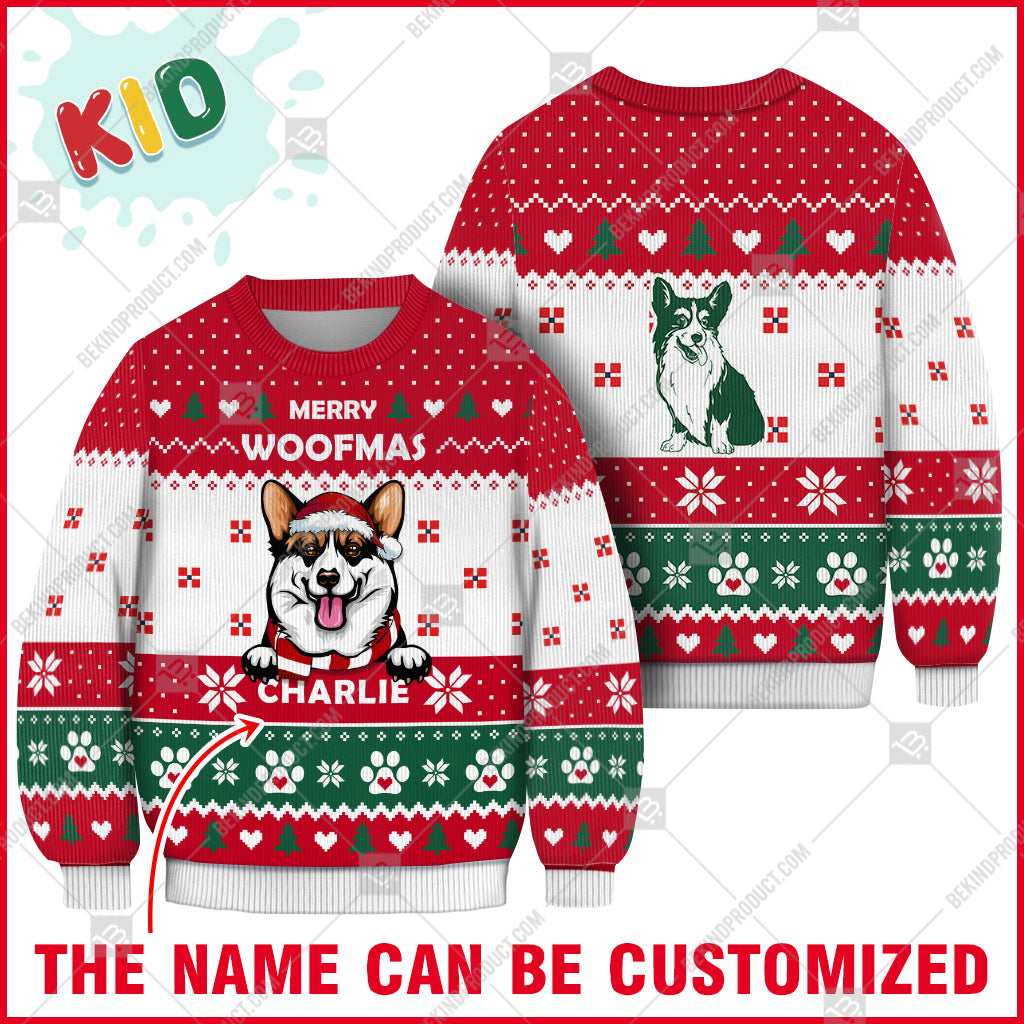 Corgi Dog Christmas Paw Heart Print Ugly Christmas Sweater Print Sweatshirt - Personalized Custom - Best Gift For Noel - WeCustomit