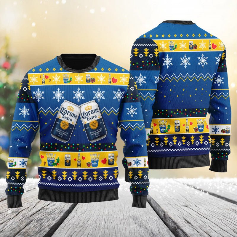 Corona Extra Snowflakes Ugly Sweater - WeCustomit