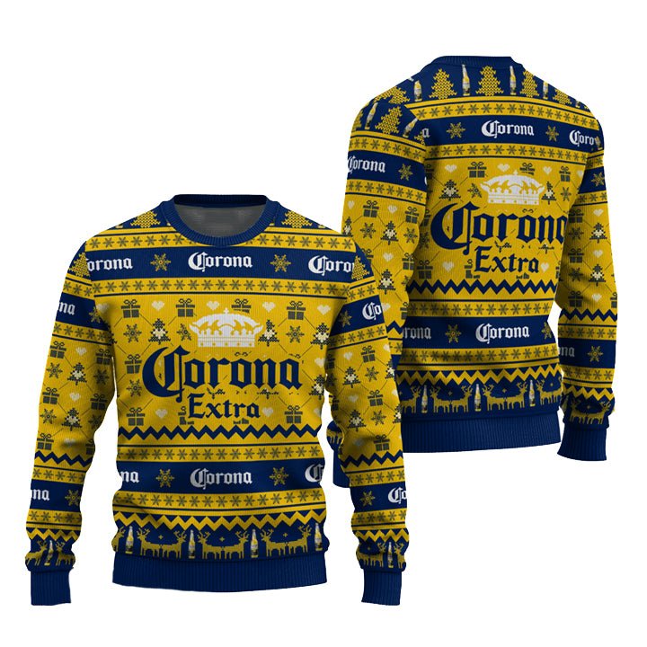 Corona Extra Snowing Christmas Ugly Sweater - WeCustomit