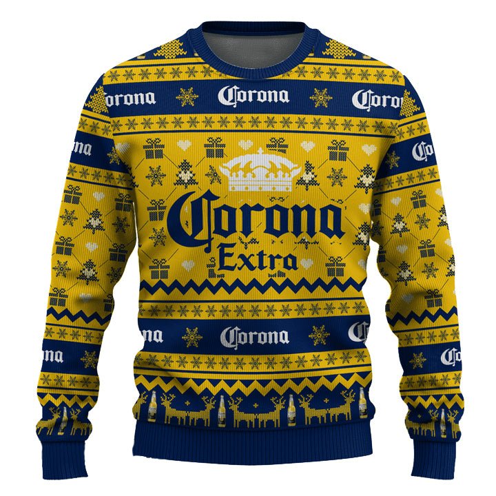 Corona Extra Snowing Christmas Ugly Sweater - WeCustomit