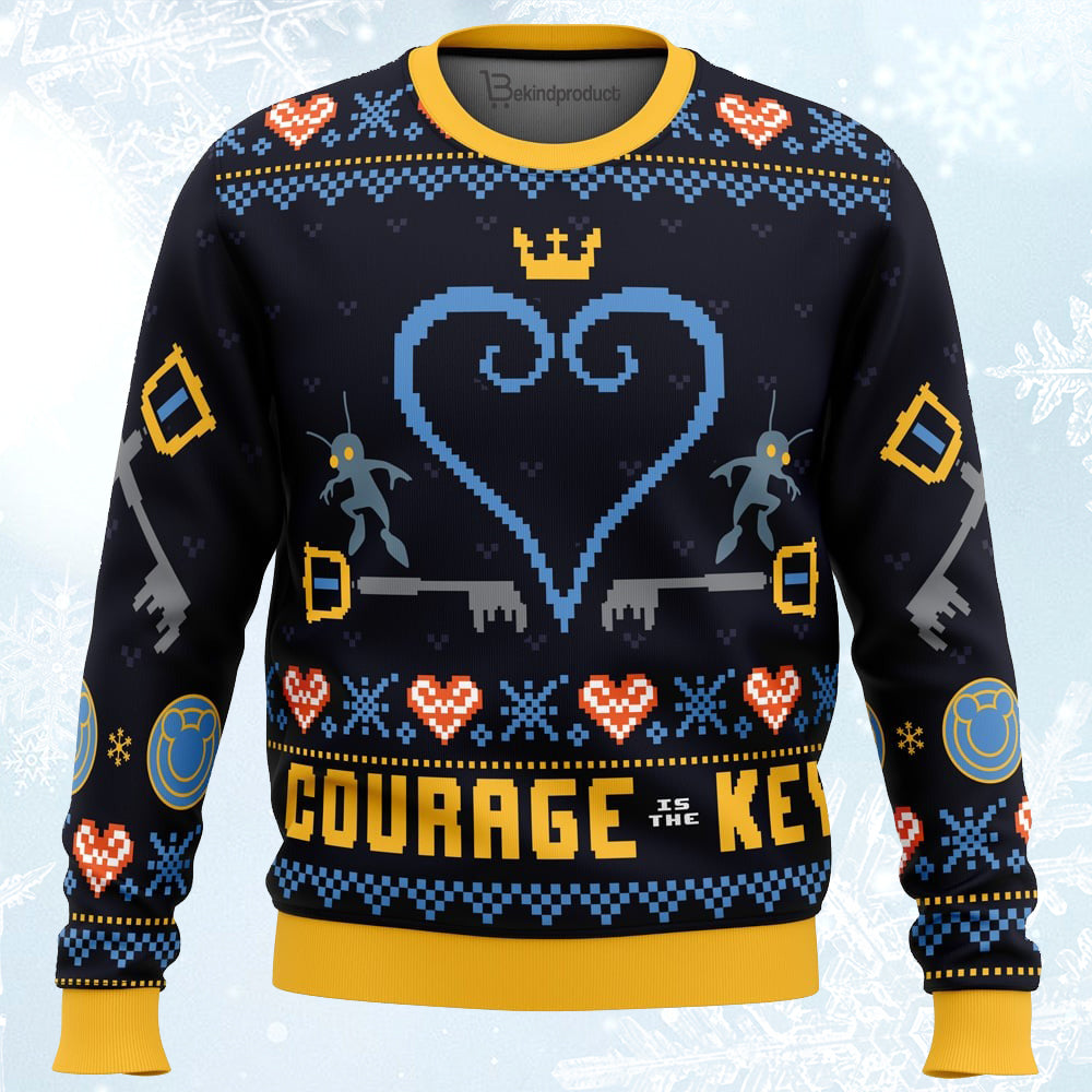 Courage is the Key Kingdom Hearts Ugly Christmas Sweater For Men & Women Christmas Gift Sweater PT207 - WeCustomit