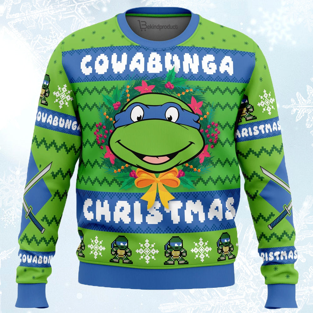 Cowabunga Leonardo Christmas Ugly Christmas Sweater For Men & Women Christmas Gift Sweater PT828 - WeCustomit