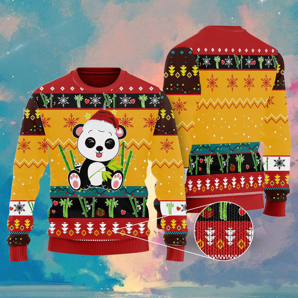 Cute Panda In Bamboo Forest Ugly Christmas Sweater For Men & Women Christmas Gift Sweater US1801 - WeCustomit