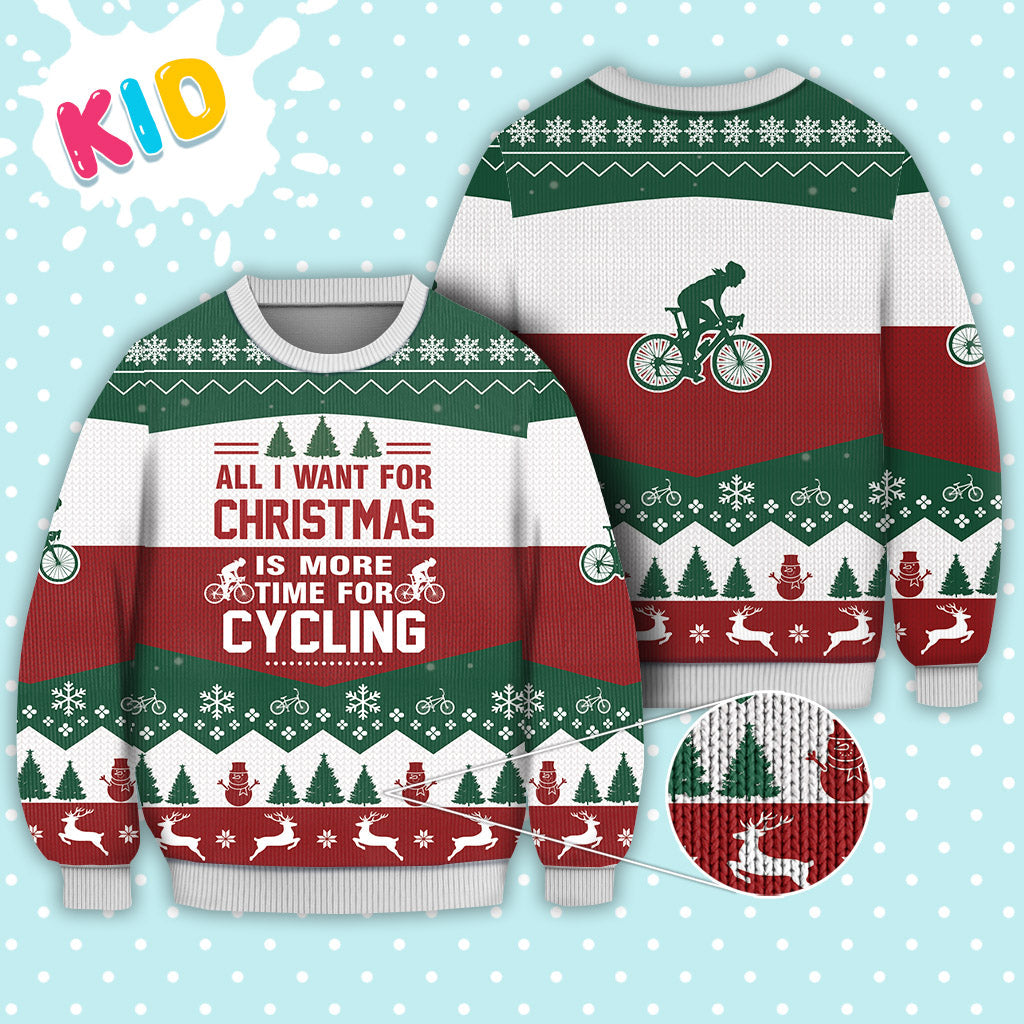 Cycling All I Want For Christmas Sweater Christmas Knitted Print Sweatshirt - Best Gift For Christmas, Noel - Christmas Signature - WeCustomit