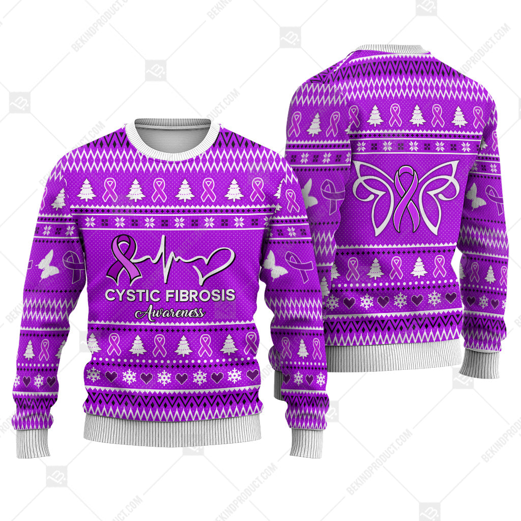 Cystic Fibrosis Awareness Sweater Ugly Xmas Symbol Sweater Christmas Knitted Print Sweatshirt - Best Gift For Christmas, Noel - WeCustomit