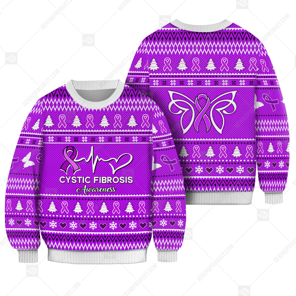 Cystic Fibrosis Awareness Sweater Ugly Xmas Symbol Sweater Christmas Knitted Print Sweatshirt - Best Gift For Christmas, Noel - WeCustomit