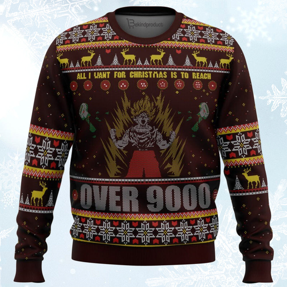 DBZ Goku Over 9000 Dragon Ball Z Ugly Christmas Sweater For Men & Women Christmas Gift Sweater BH190 - WeCustomit