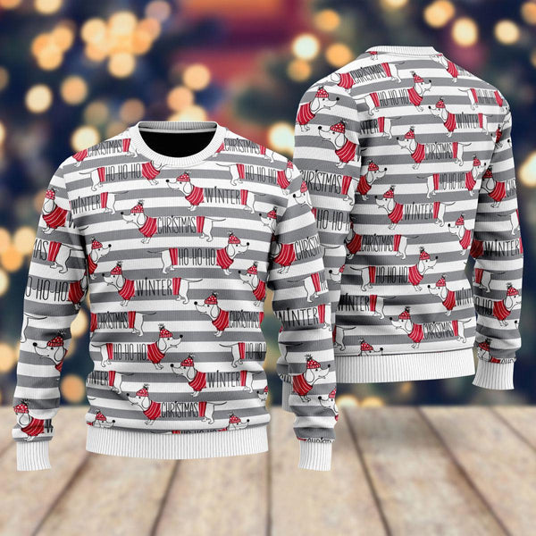 Dachshund Through The Snow Ugly Christmas Sweater For Men & Women Christmas Gift Sweater US1753 - WeCustomit