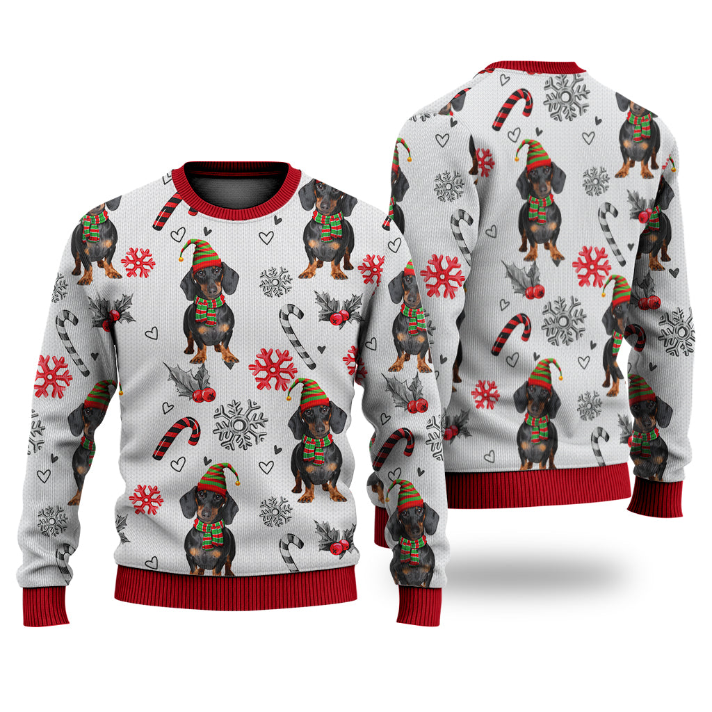 Dachshund Christmas Pattern Sweater Christmas Knitted Print Sweatshirt - Best Gift For Christmas, Noel - WeCustomit