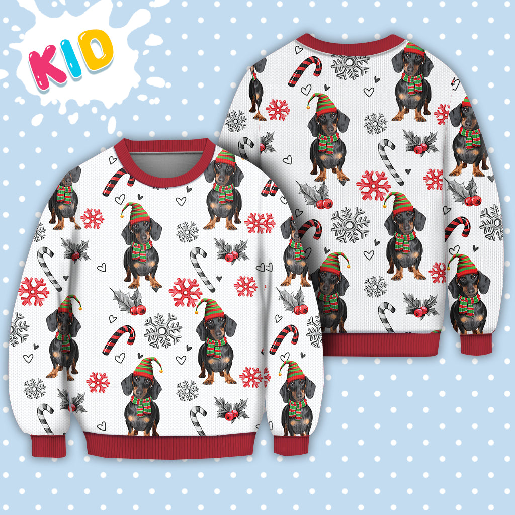 Dachshund Christmas Pattern Sweater Christmas Knitted Print Sweatshirt - Best Gift For Christmas, Noel - WeCustomit
