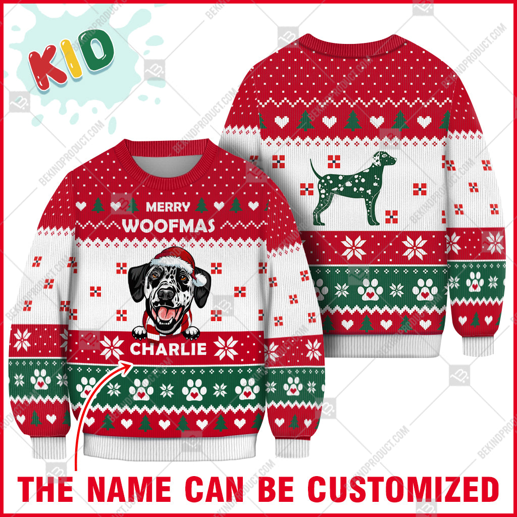 Dalmatian Dog Christmas Paw Heart Print Ugly Christmas Sweater Print Sweatshirt - Personalized Custom - Best Gift For Noel - WeCustomit
