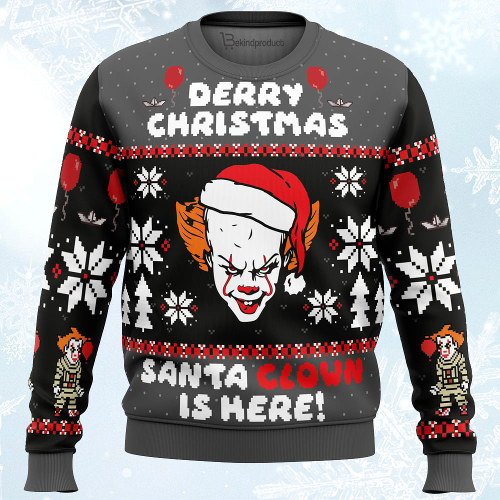 Derry Christmas Pennywise the Clown Ugly Christmas Sweater For Men & Women Christmas Gift Sweater PT152 - WeCustomit