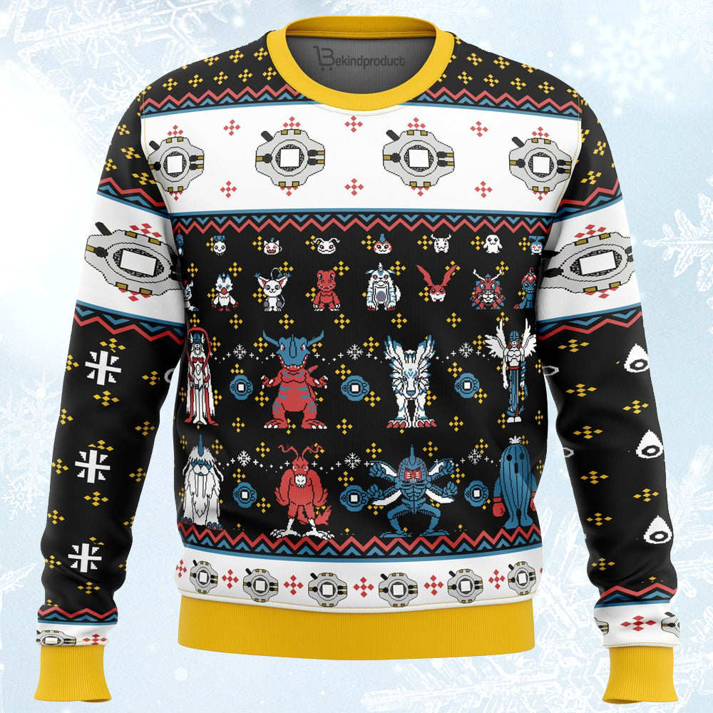 Digimon Sprites Ugly Christmas Sweater For Men & Women Christmas Gift Sweater PT010 - WeCustomit