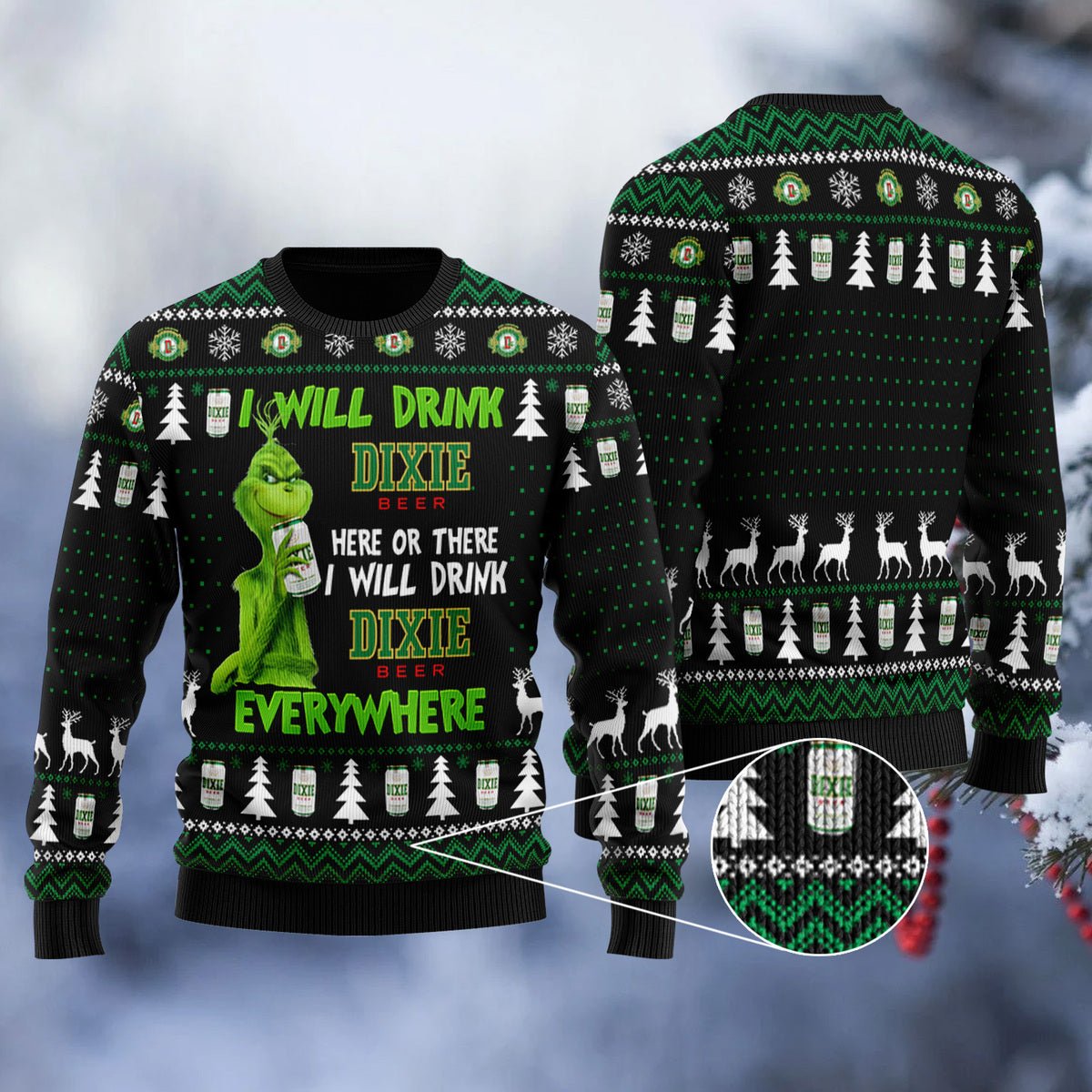 Dixie Grinch Will Drink Everywhere Ugly Sweater - WeCustomit