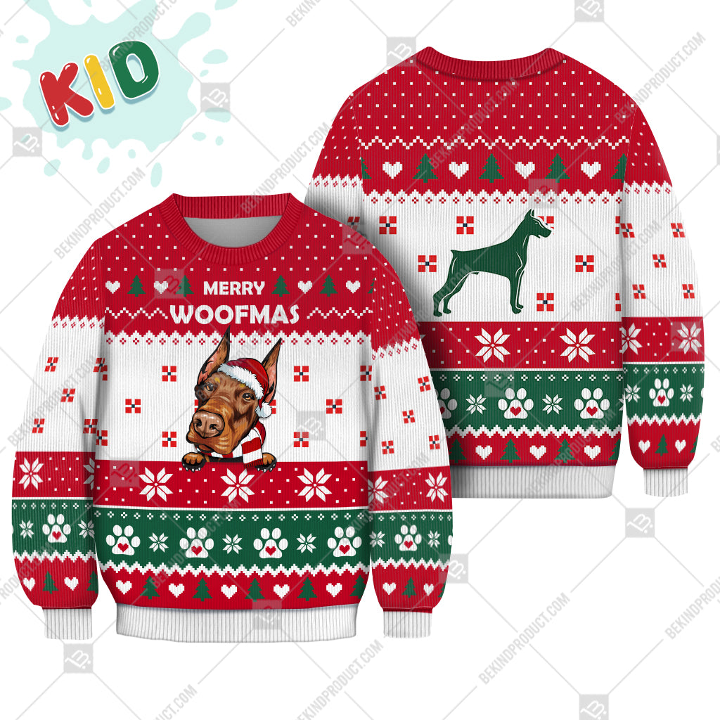 Doberman Dog Christmas Paw Heart Print Ugly Christmas Sweater Print Sweatshirt - Best Gift For Christmas, Noel - WeCustomit