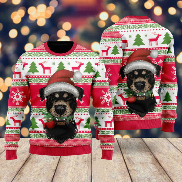 Dog Santas Hat Holiday Time Pattern Ugly Christmas Sweater For Men & Women Christmas Gift Sweater US2260 - WeCustomit