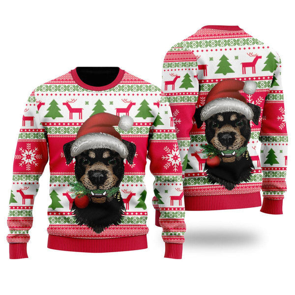 Dog Santas Hat Holiday Time Pattern Ugly Christmas Sweater For Men & Women Christmas Gift Sweater US2260 - WeCustomit