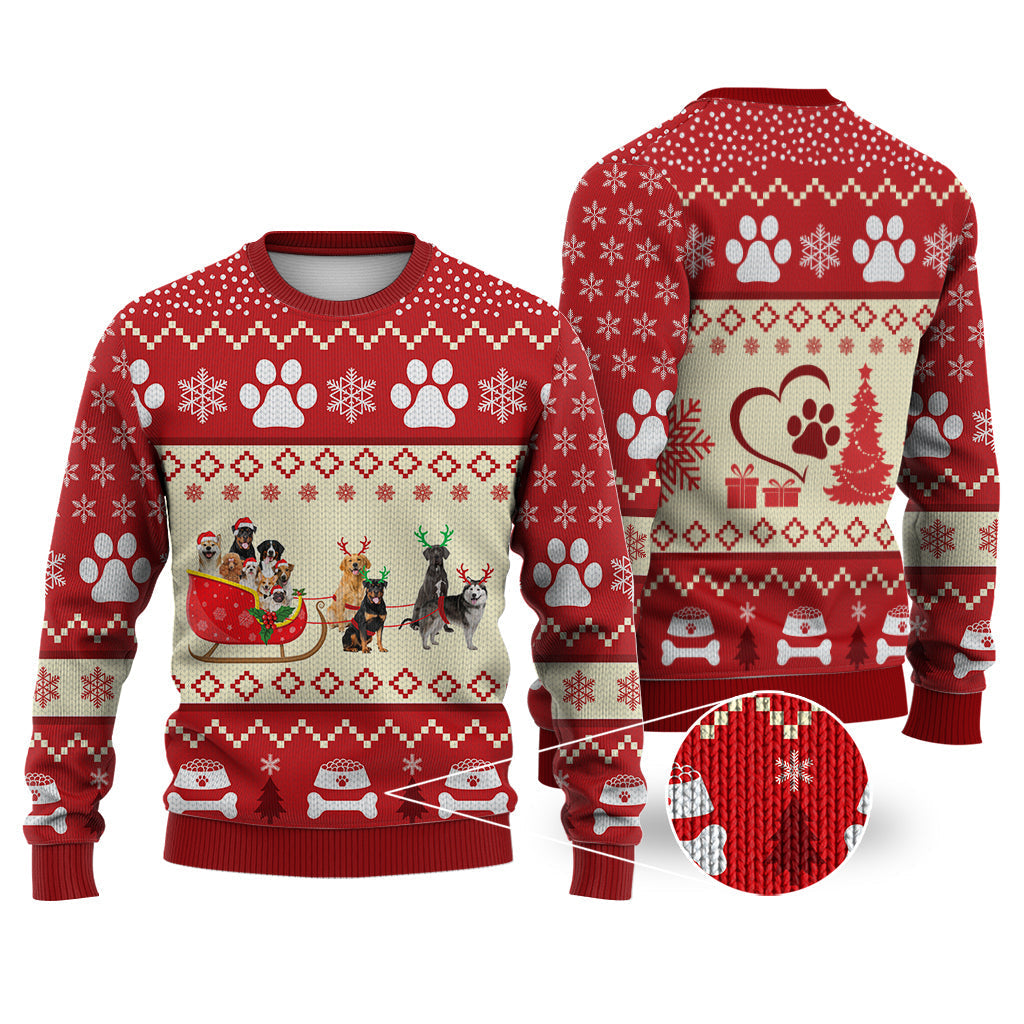 Dog Reindeer Christmas Sweater Christmas Knitted Print Sweatshirt - Best Gift For Christmas, Noel - WeCustomit